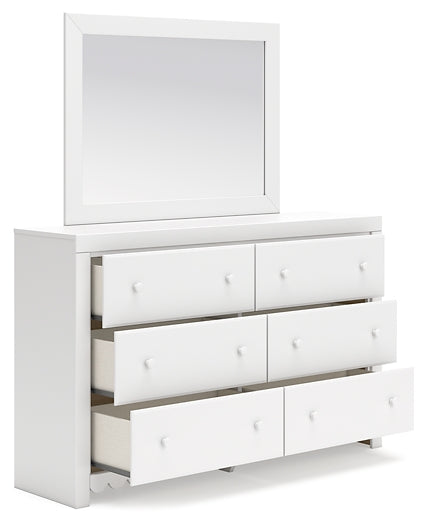 Mollviney Full Panel Storage Bed with Mirrored Dresser
