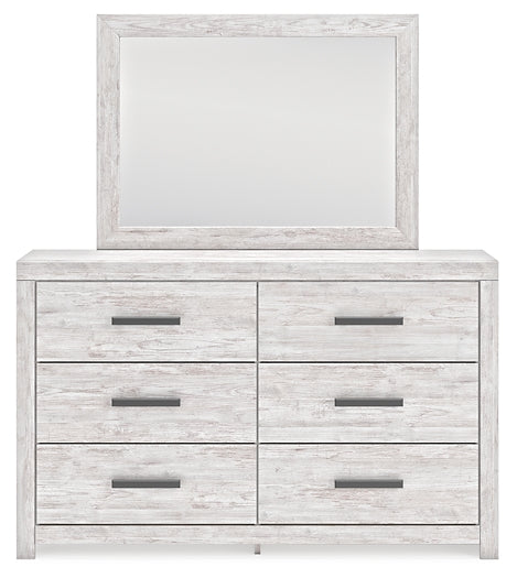 Cayboni Full Panel Bed with Mirrored Dresser