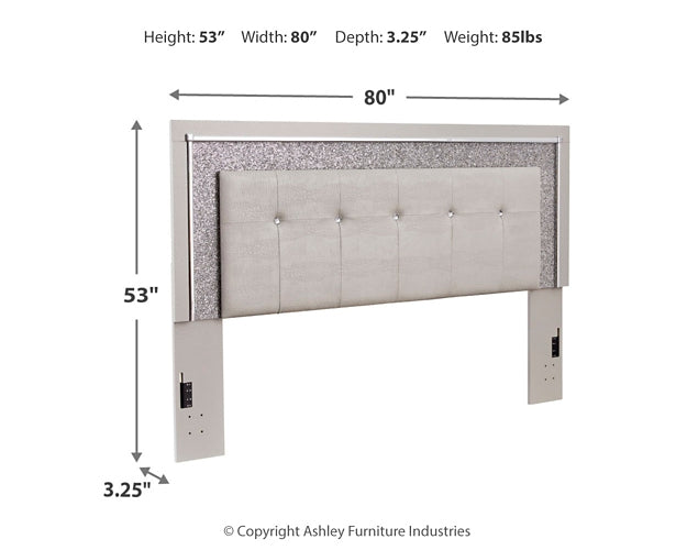 Zyniden King Upholstered Panel Headboard with Dresser