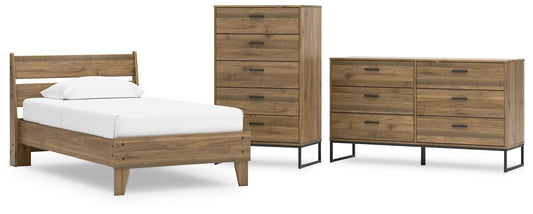 Deanlow Twin Platform Panel Bed with Dresser and Chest